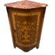 Buffet d'encoignure décor marqueté au vase fleuri de style Louis XVI
