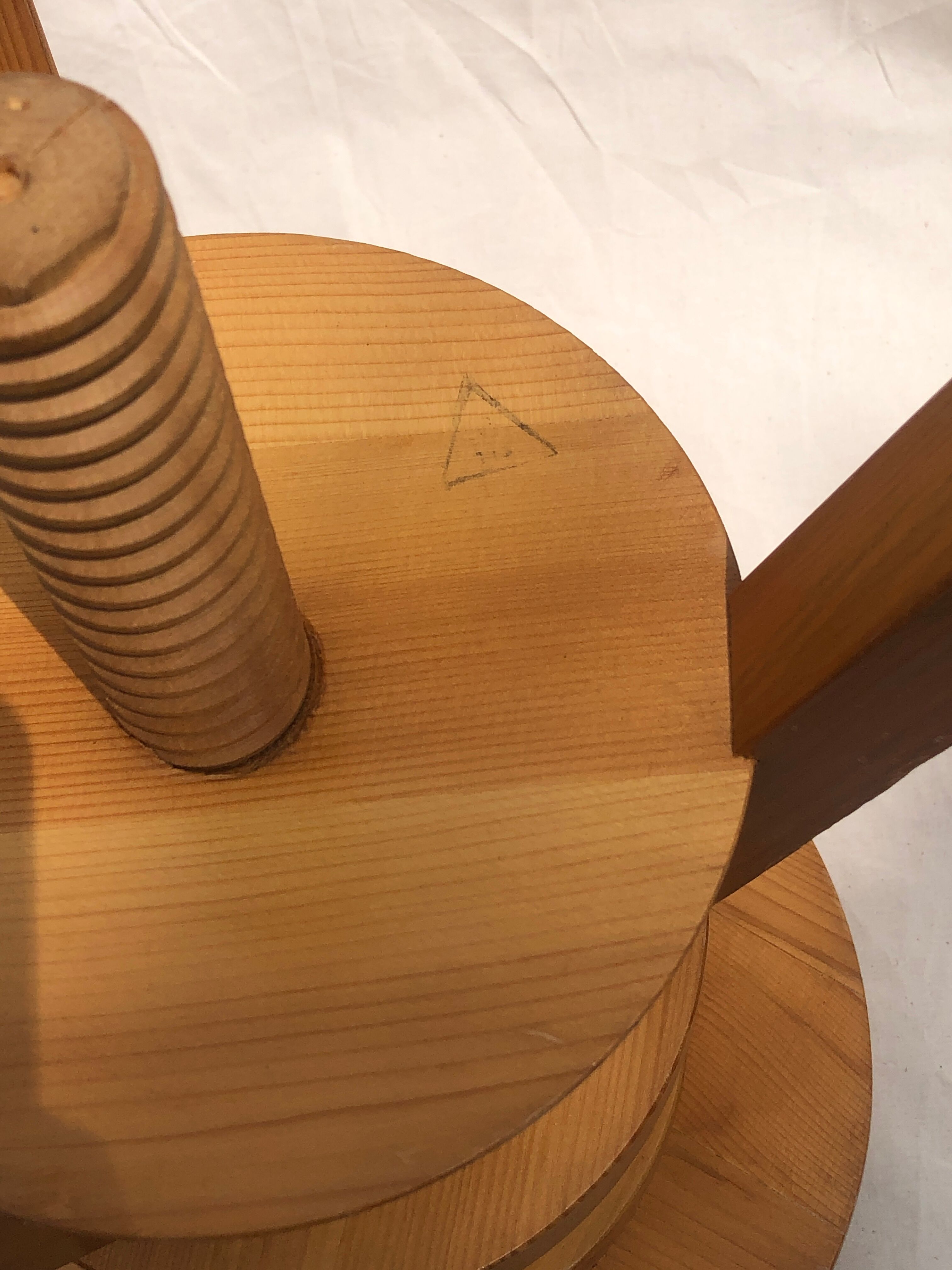 Tripod workshop stool with screws, 1970