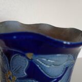 Betschdorf Schmitter Alsace stoneware, cobalt - Corolla vase with flowers