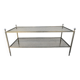 Vintage coffee table with gold metal and smoked glass, featuring 2 tiers in Hollywood style.