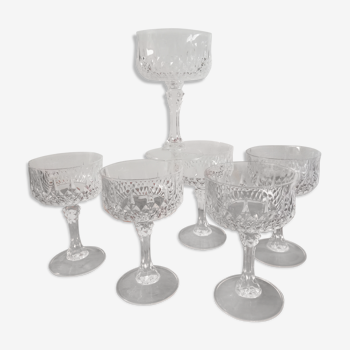 6 champagne glasses where high quality vintage crystal dessert