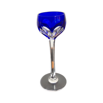 Ancien verre à liqueur en cristal bleu cobalt bristol, st louis