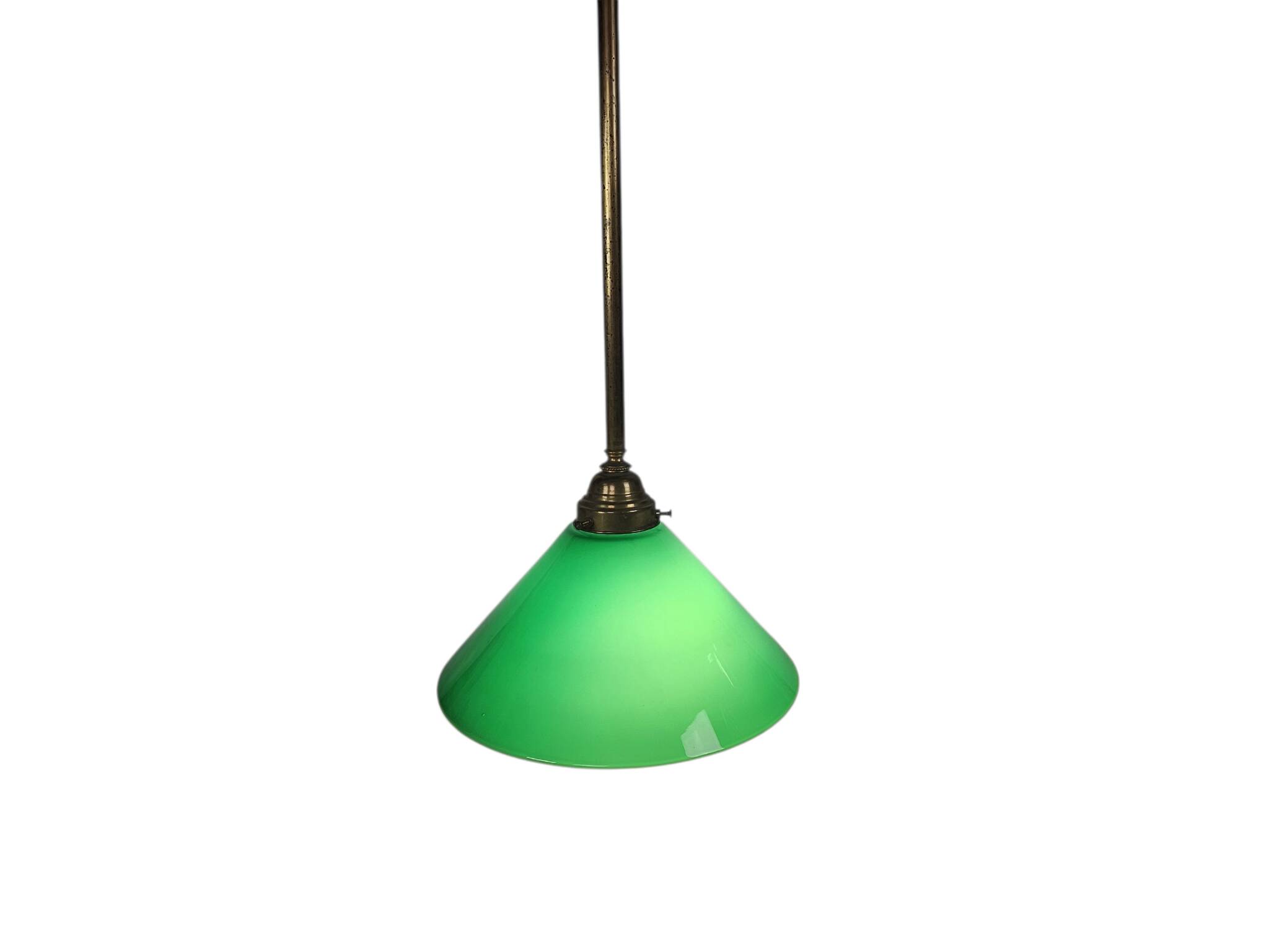 Vintage pendant lamp – billiard lamp – opaline glass – brass – 1960s