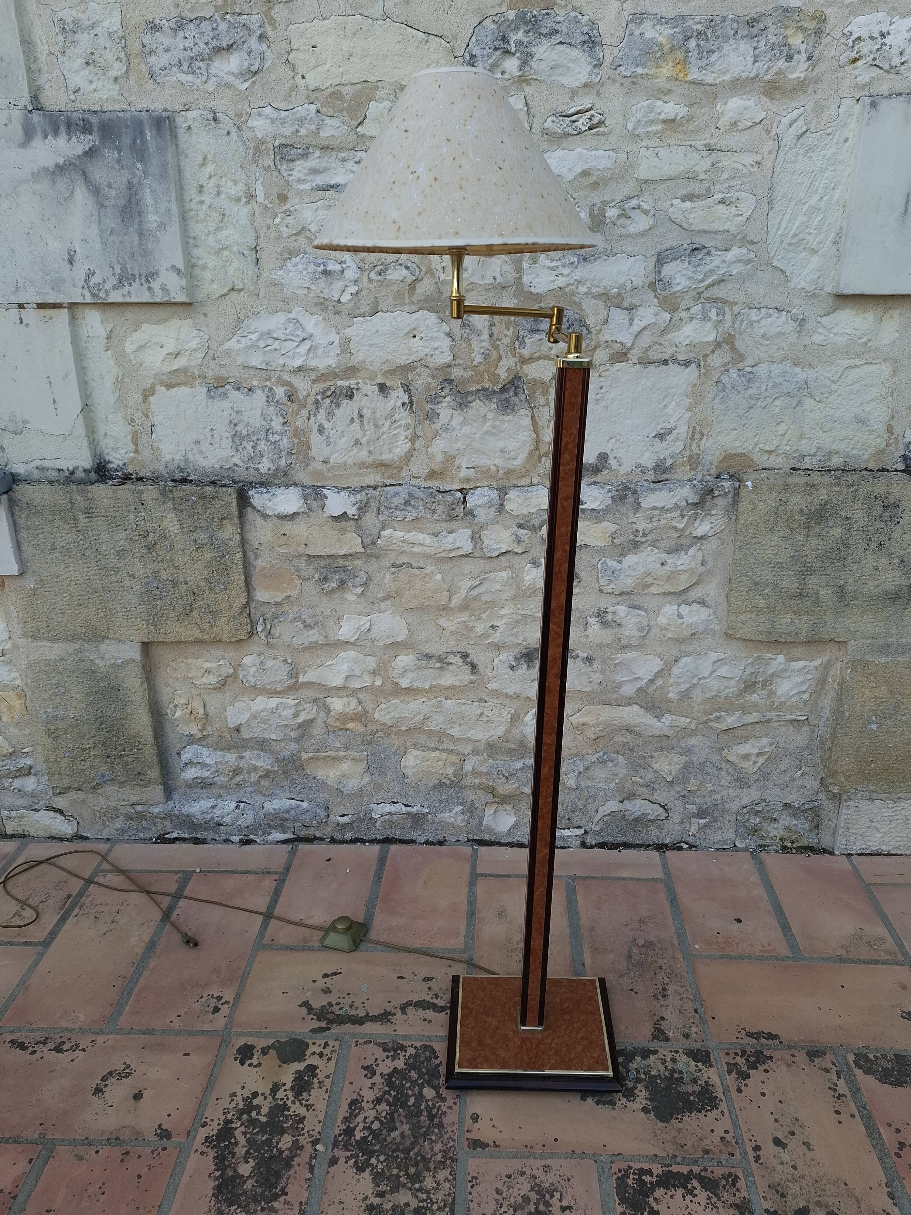 Floor lamp, vintage 80's reading light in elm burrier style, designed by robert de schuytener