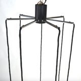 Lampe à suspension vintage en métal chromé et verre 1970