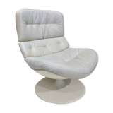 Fauteuil pivotant en cuir patiné gris