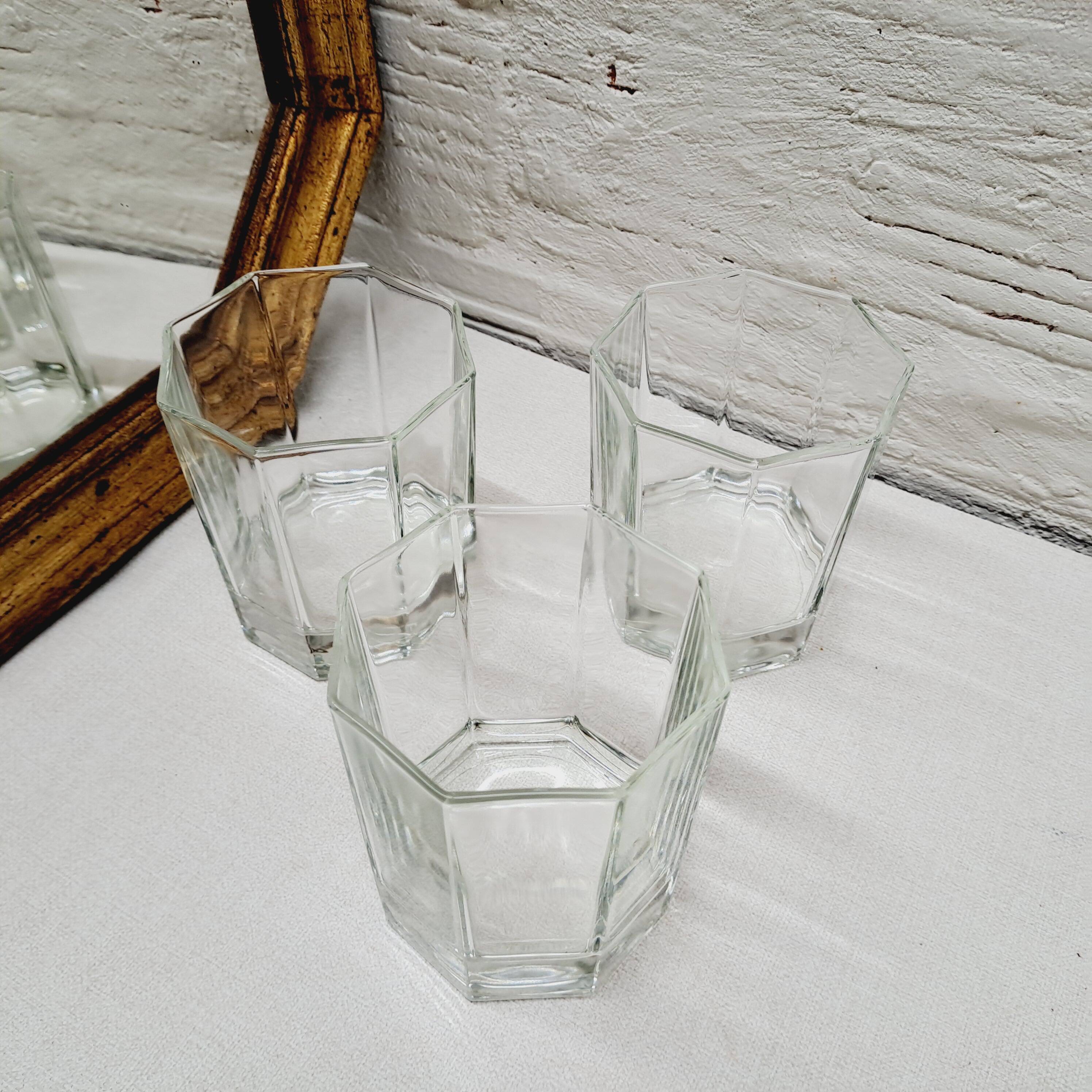 Lot 3 verres whisky Octogone Années 80