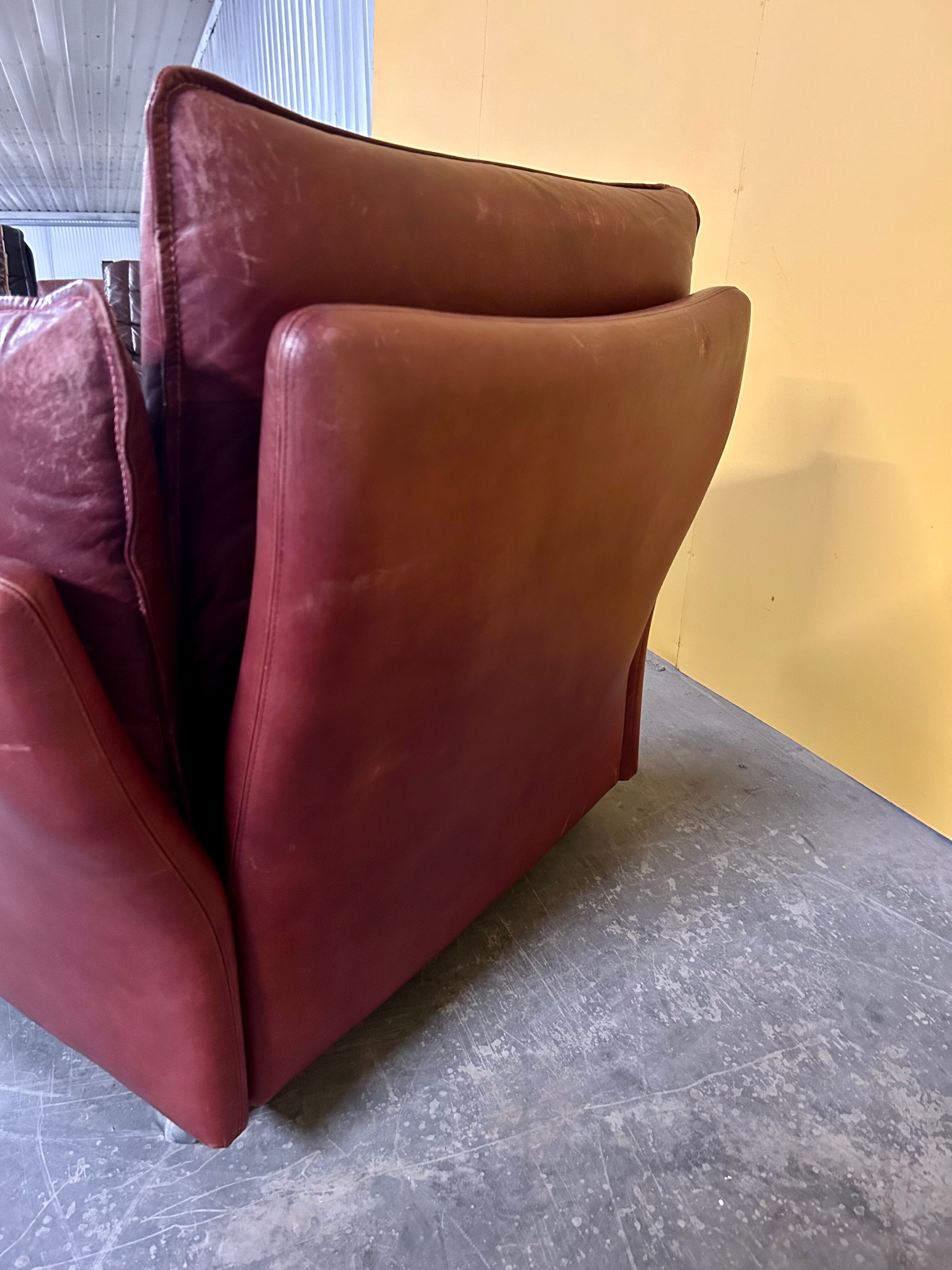 Danish red leather armchair by Svend Skipper 1970s