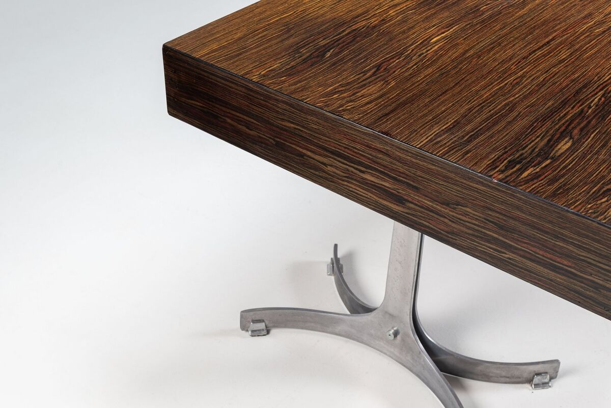 Trau Arredamenti Metallici S.P.A. large desk rosewood Italy 1960