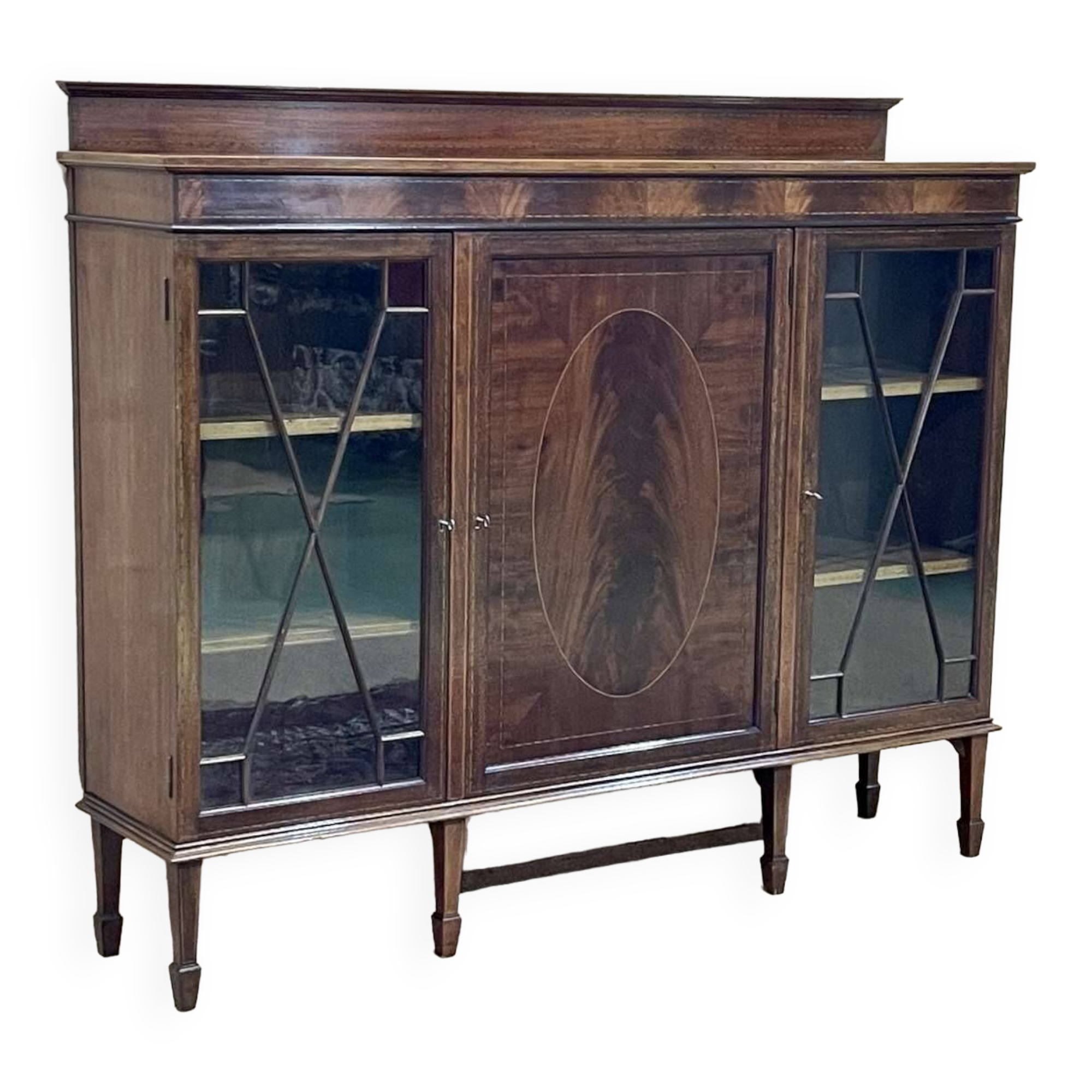 English 3-door mahogany bookcase from the 1950s