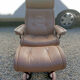 Pair of vintage original ekornes stressless armchairs with stool