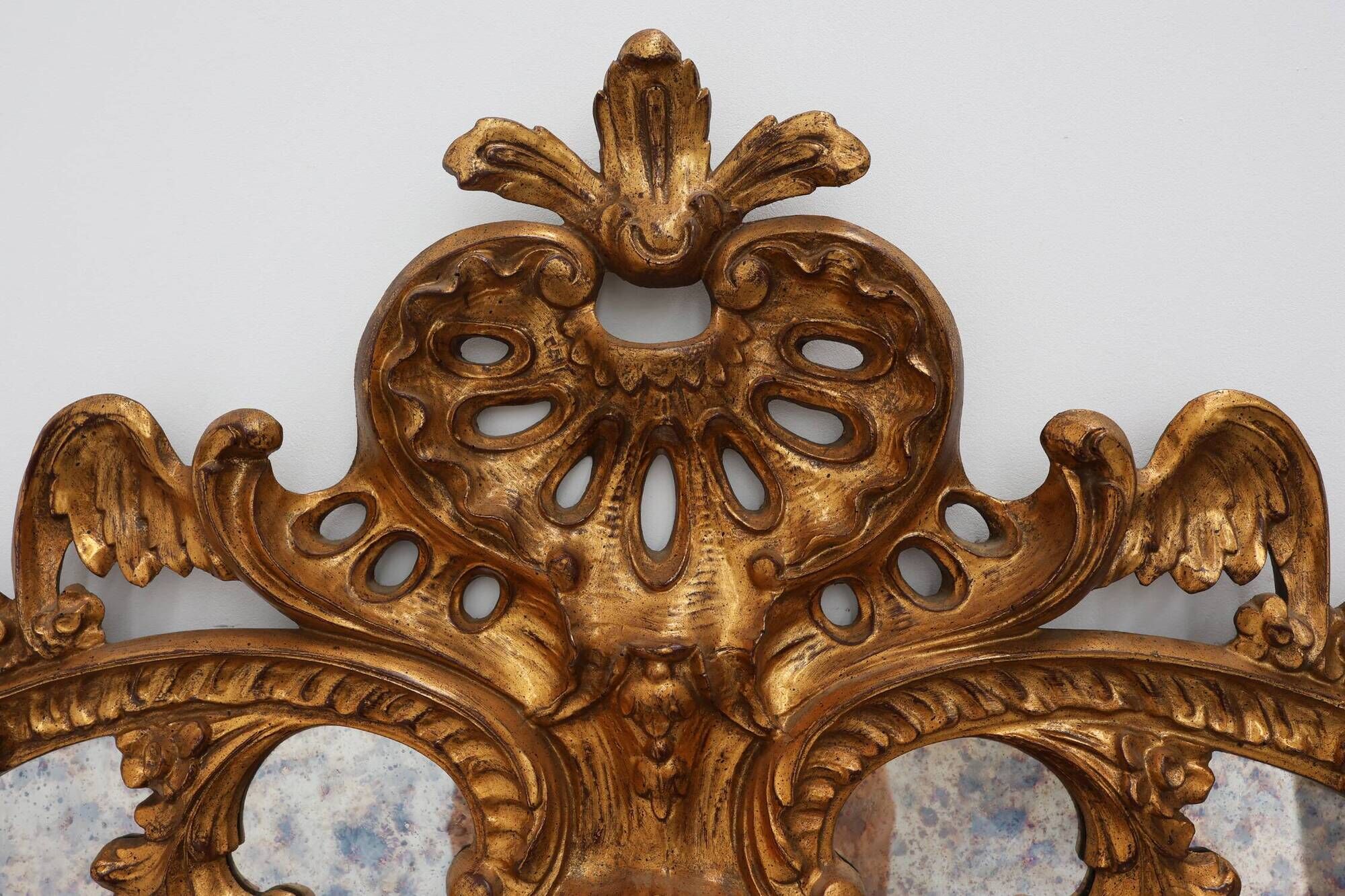 Rococo style gilt mirror with marbled glass border by Deknudt, Belgium, 197