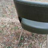 Vintage conference armchair in green skai Roset SNA