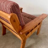 Old vintage Scandinavian design pine armchair from the 70s