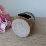 Bougeoir chouette en grès pyrité, brûle parfum chouette poterie vintage