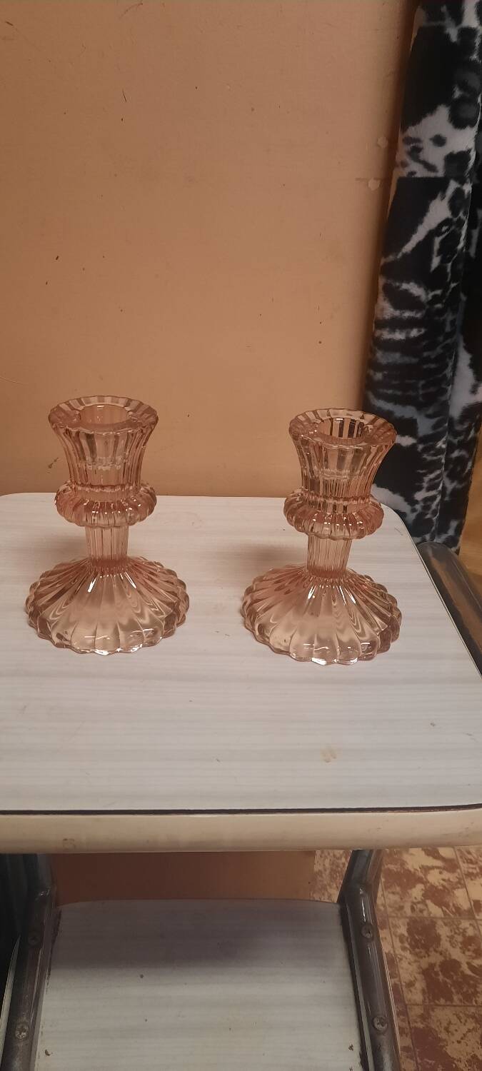Pair of glass candlesticks