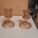 Pair of glass candlesticks