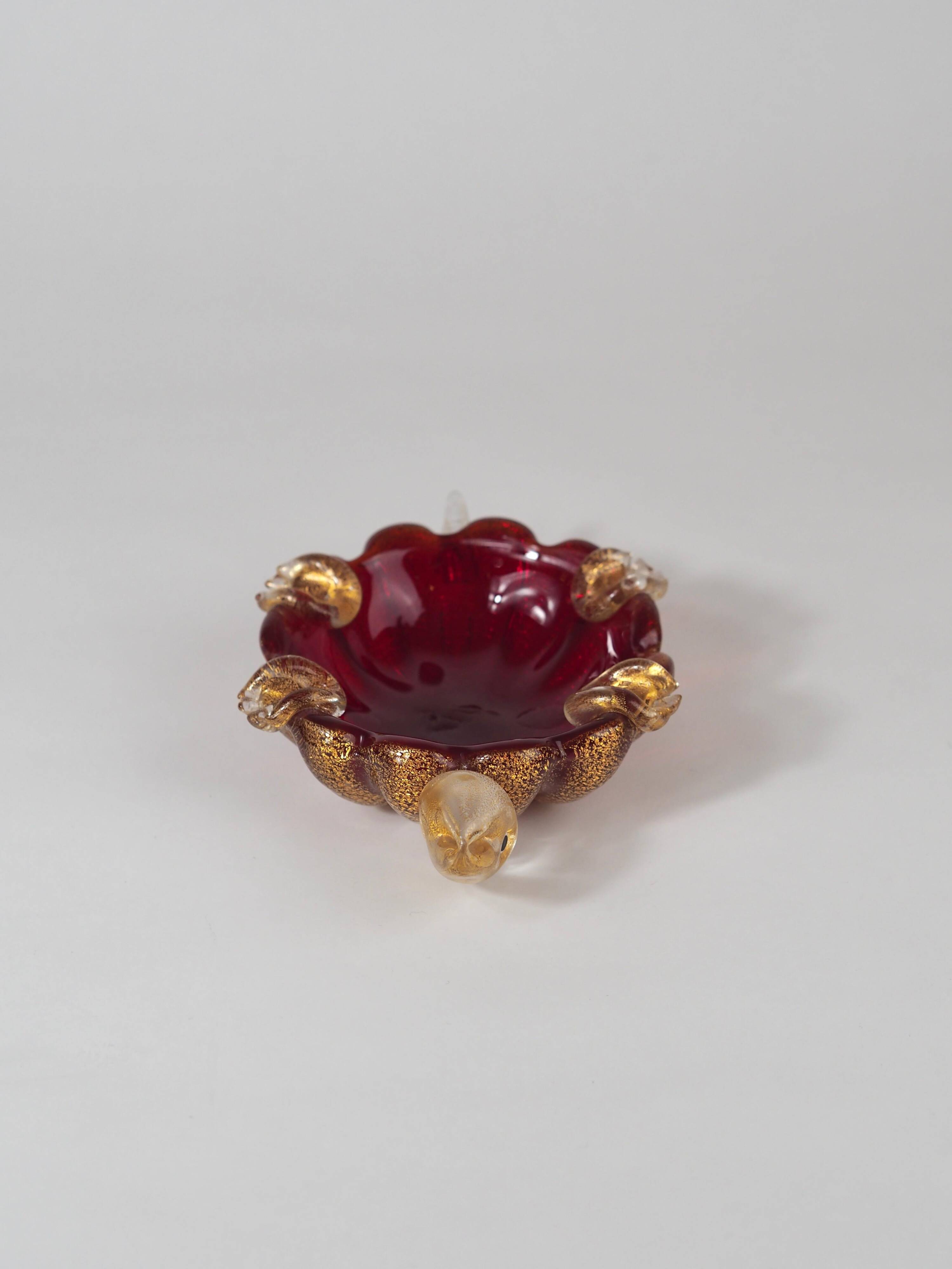 Sculpture de tortue et cendrier en verre de Murano du milieu du siècle par Barovier&Toso