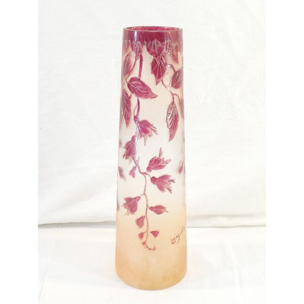 Vase Legras rubis en verre givré degagé a l'acide art nouveau | Selency