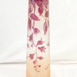 Legras vase ruby in frosted glass degagé with art nouveau acid