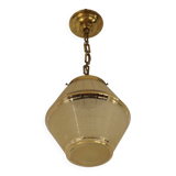 Art Deco ceiling light in yellow and gold glass and brass, France