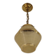 Art Deco ceiling light in yellow and gold glass and brass, France