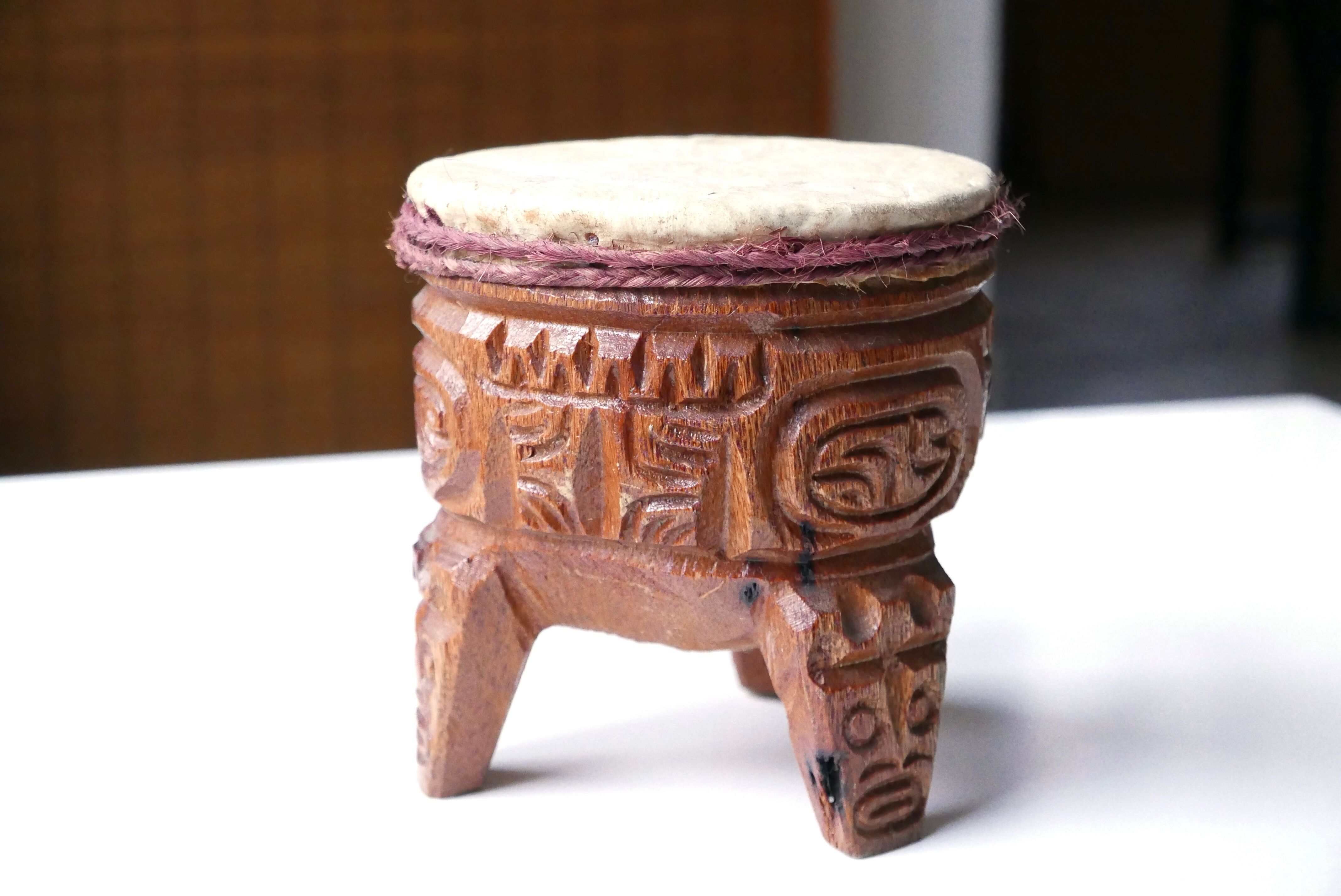 Tam tam Tiki carved wood, 70s
