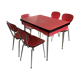 Table and chairs in vintage red formica 60s