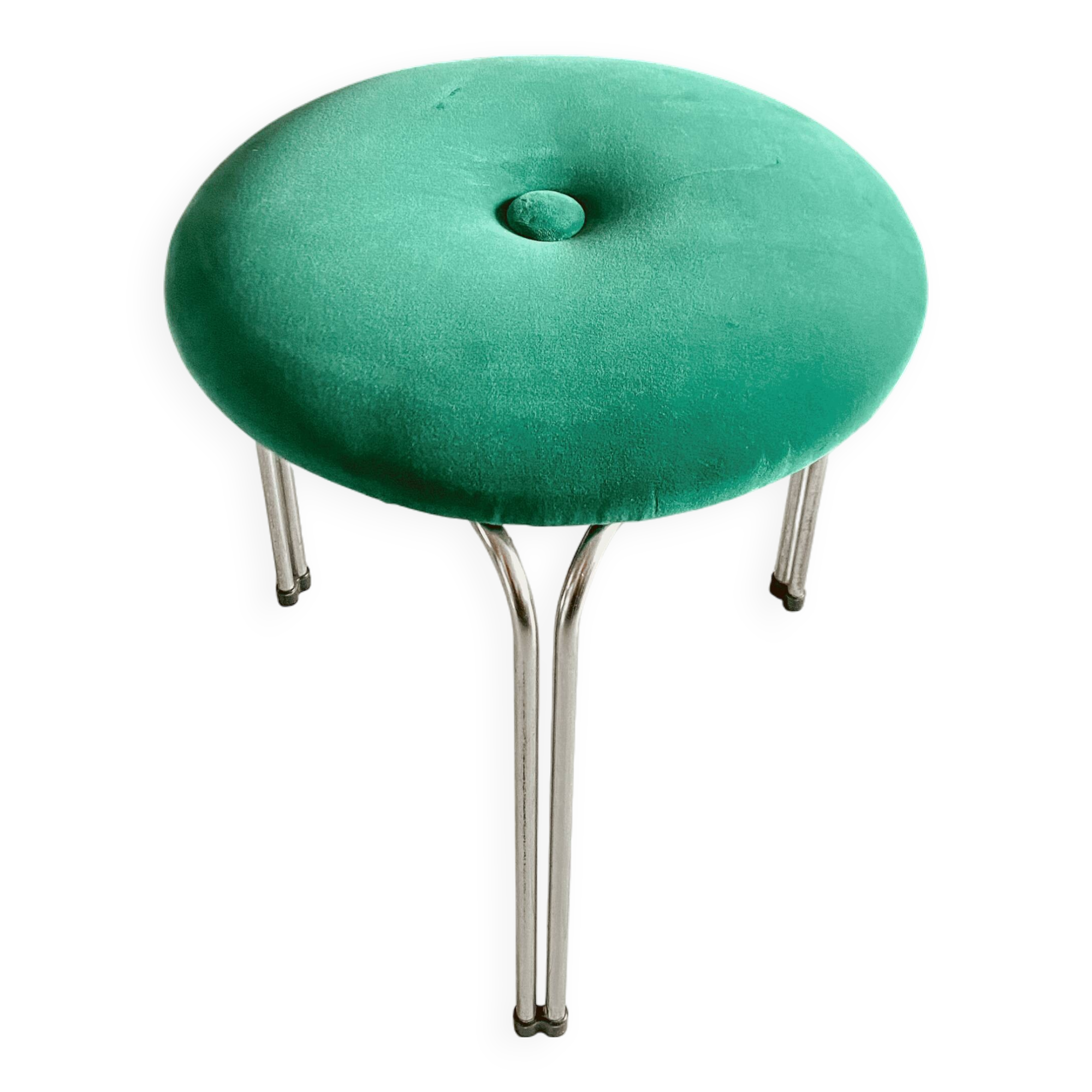 3-legged "Tacke" stool with velvet seat - from the 60s