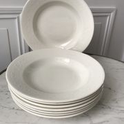 Set of 8 hollow plates Digoin Sarreguemines model Alphabet relief beige 40s