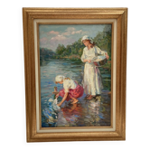 Oil painting on canvas signed dimensions: height -63cm-width -49cm-