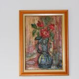 Vintage Painting Vase with Roses