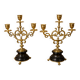 Elegant pair of three-light candelabra in gilded bronze.