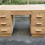 Bureau administratif extensible rénové en chêne du XIXème 130cm