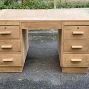 Bureau administratif extensible rénové en chêne du XIXème 130cm