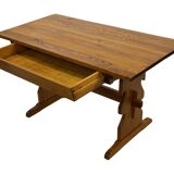 Vintage Pinewood Dining Table Desk with Drawer 60s Design