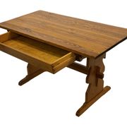 Vintage Pinewood Dining Table Desk with Drawer 60s Design
