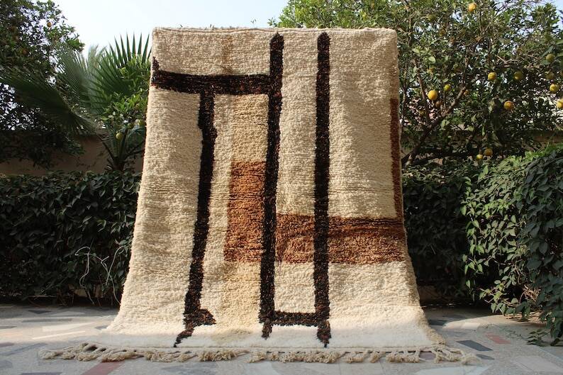 Tapis azilal Tissé main traditionnelle taille 200 x 305 cm