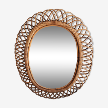 Miroir rotin oval 60x73cm