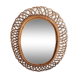 Mirror rattan oval 60x73cm