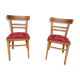 Pair of chairs in light wood and vintage red fabric 1960