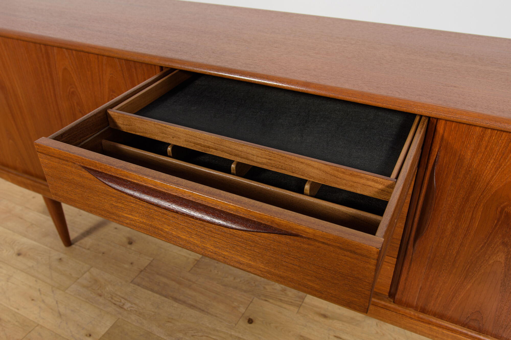 Mid-Century Large Teak Tambour Door Sideboard, Denmark, 1960s