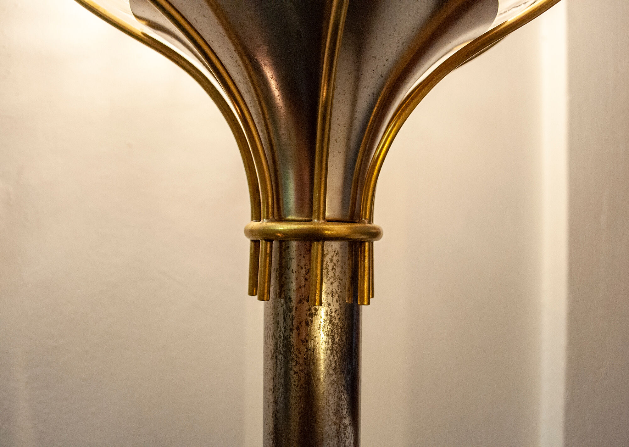 Brass and glass floor lamp by Angelo Brotto for Esperia Italia Anni '60