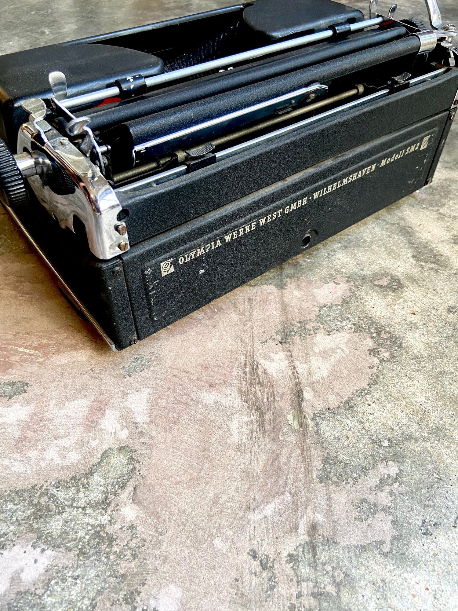 Olympia typewriter in black metal