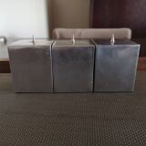 Set of three design candlesticks in brushed steel - Vintage Habitat - 1970s/1980s