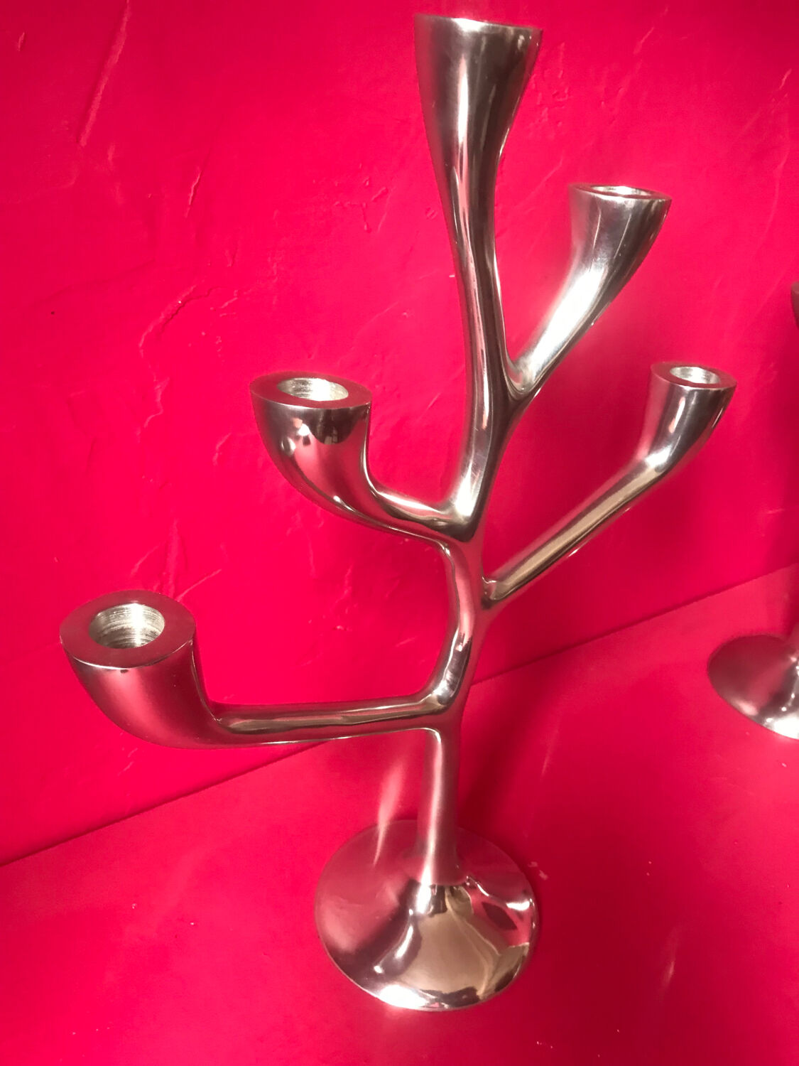 Organic vintage aluminum candlesticks
