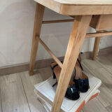 Bedside table 60s scandinavian wooden foot compass