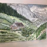 Mountain landscape painting oil on canvas signed