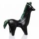 Stylised vintage horse in black and green glazed clay, handcrafted.