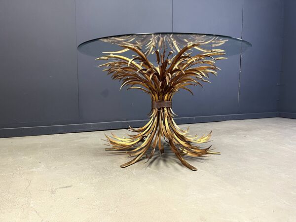 Table à manger en métal doré Coco Chanel, années 1960